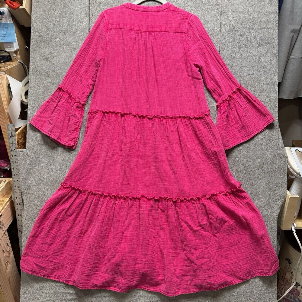 Faherty Dress XS Pink Tiered Isha Gemina Dream Cotton‎ Gauze Long Flowy Resort - Picture 8 of 9